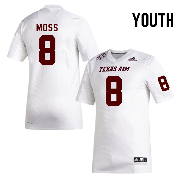 Youth #8 Le'Veon Moss Texas A&M Aggies College Football Jerseys Stitched Sale-White
